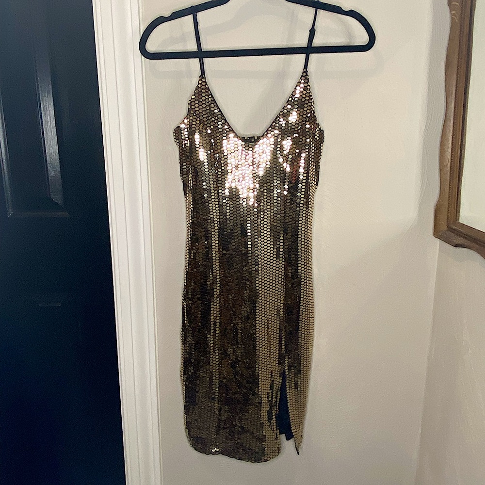 Gold Sequin Party Dress